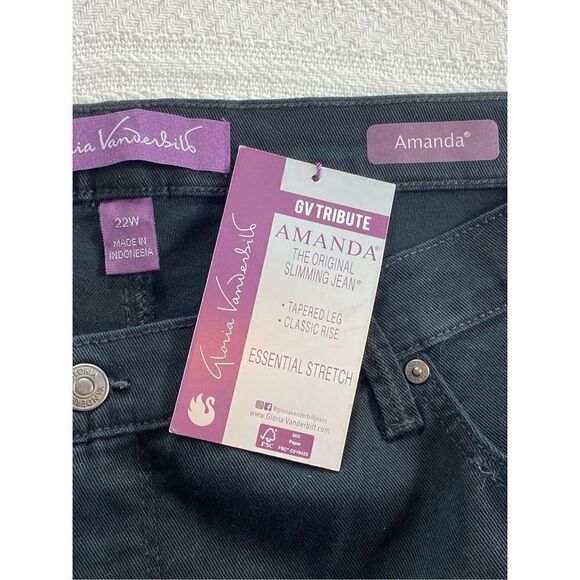 Gloria Vanderbilt 22W Average Amanda Essential Stretch Black Jeans - Picture 4 of 12